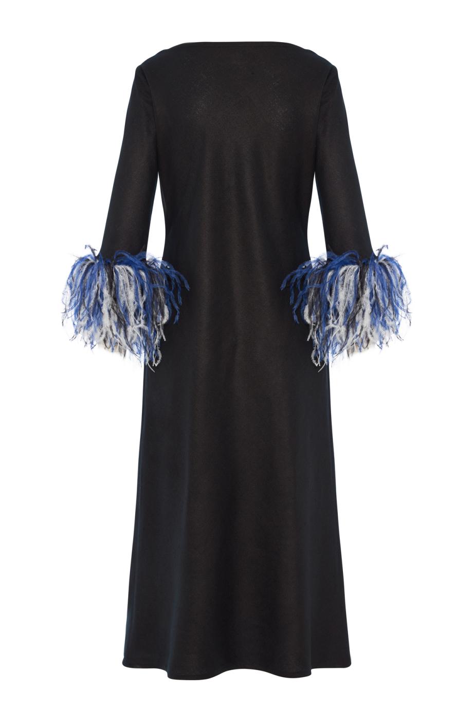 Clac feather-embellished silk midi dress