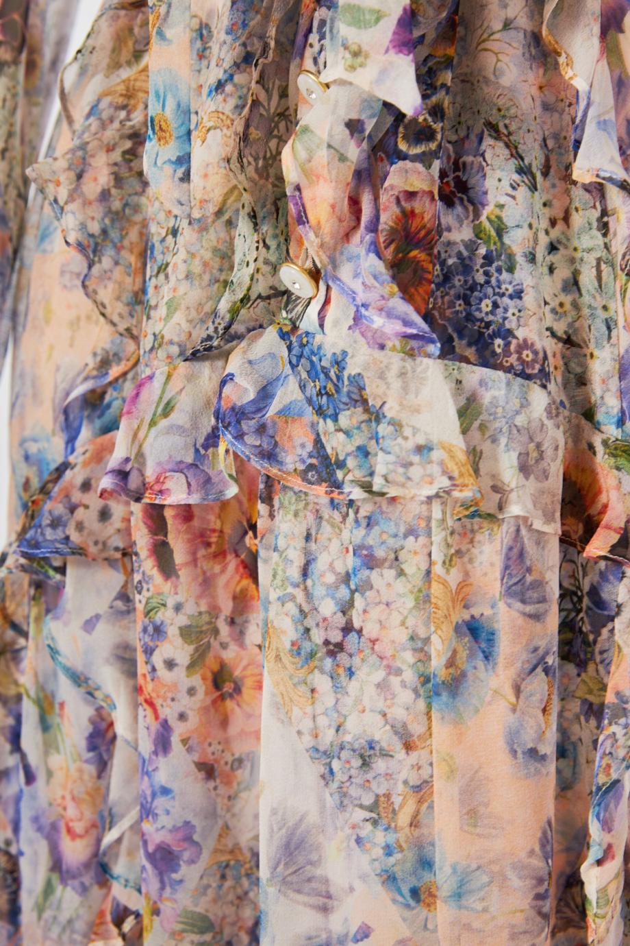 Tama ruffled printed silk-chiffon midi dress