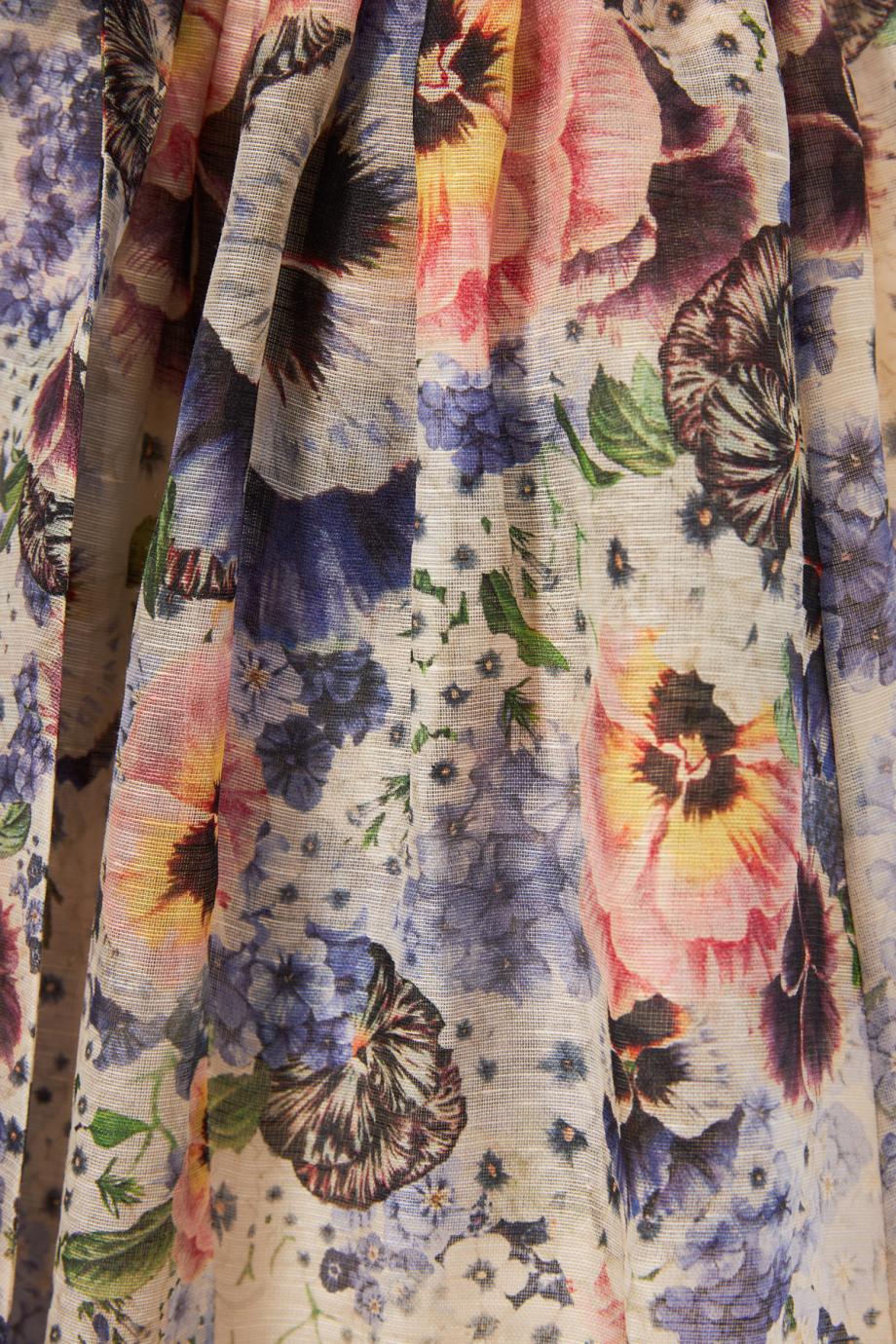Tama Corset printed linen and silk midi dress