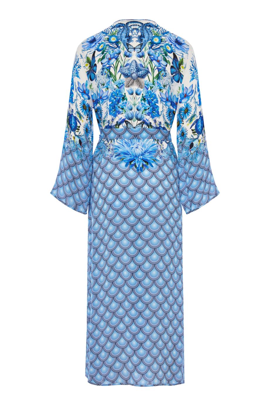 Côte d'Azur printed silk kimono