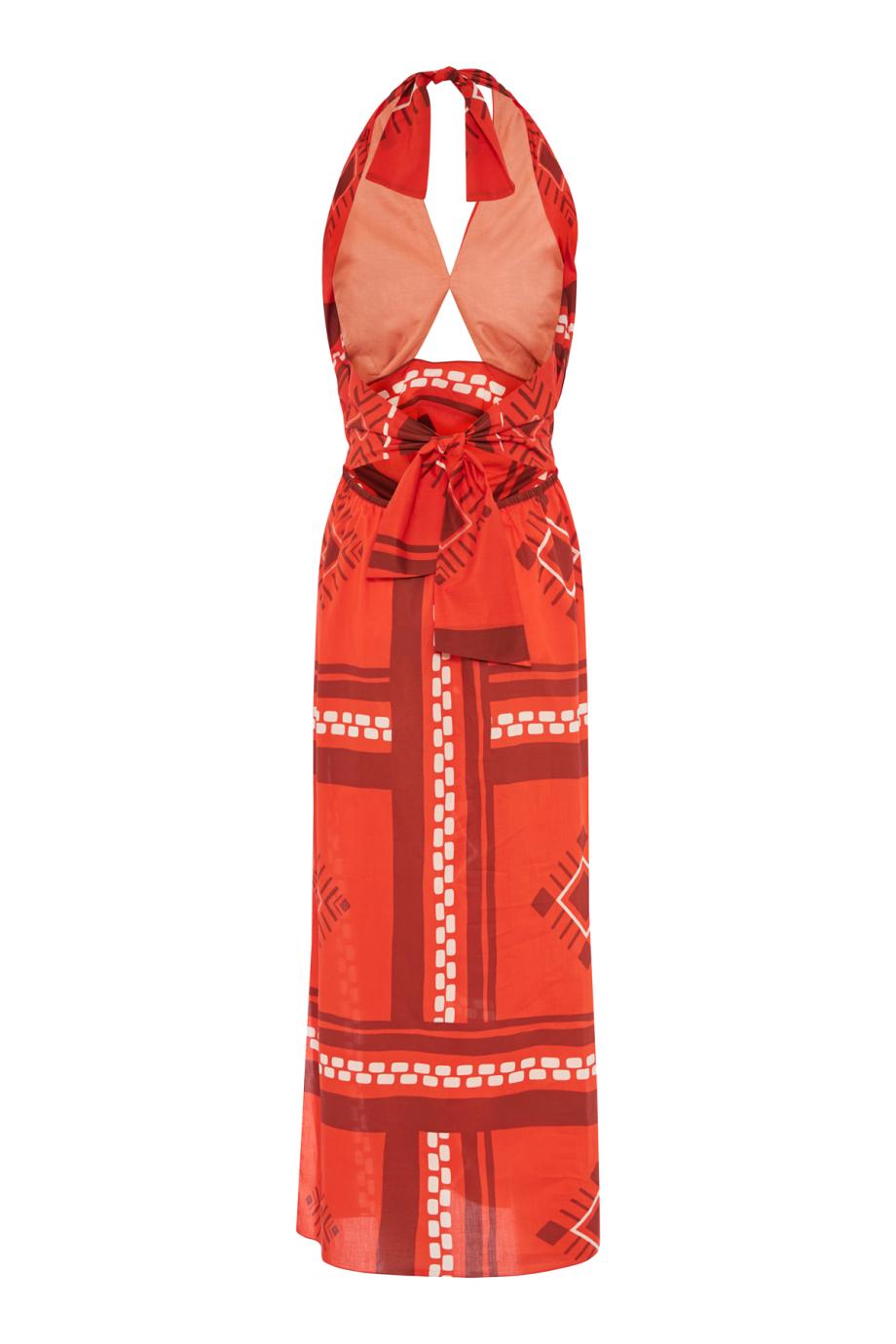 Cuzco Ruby cutout printed cotton-voile halterneck maxi dress