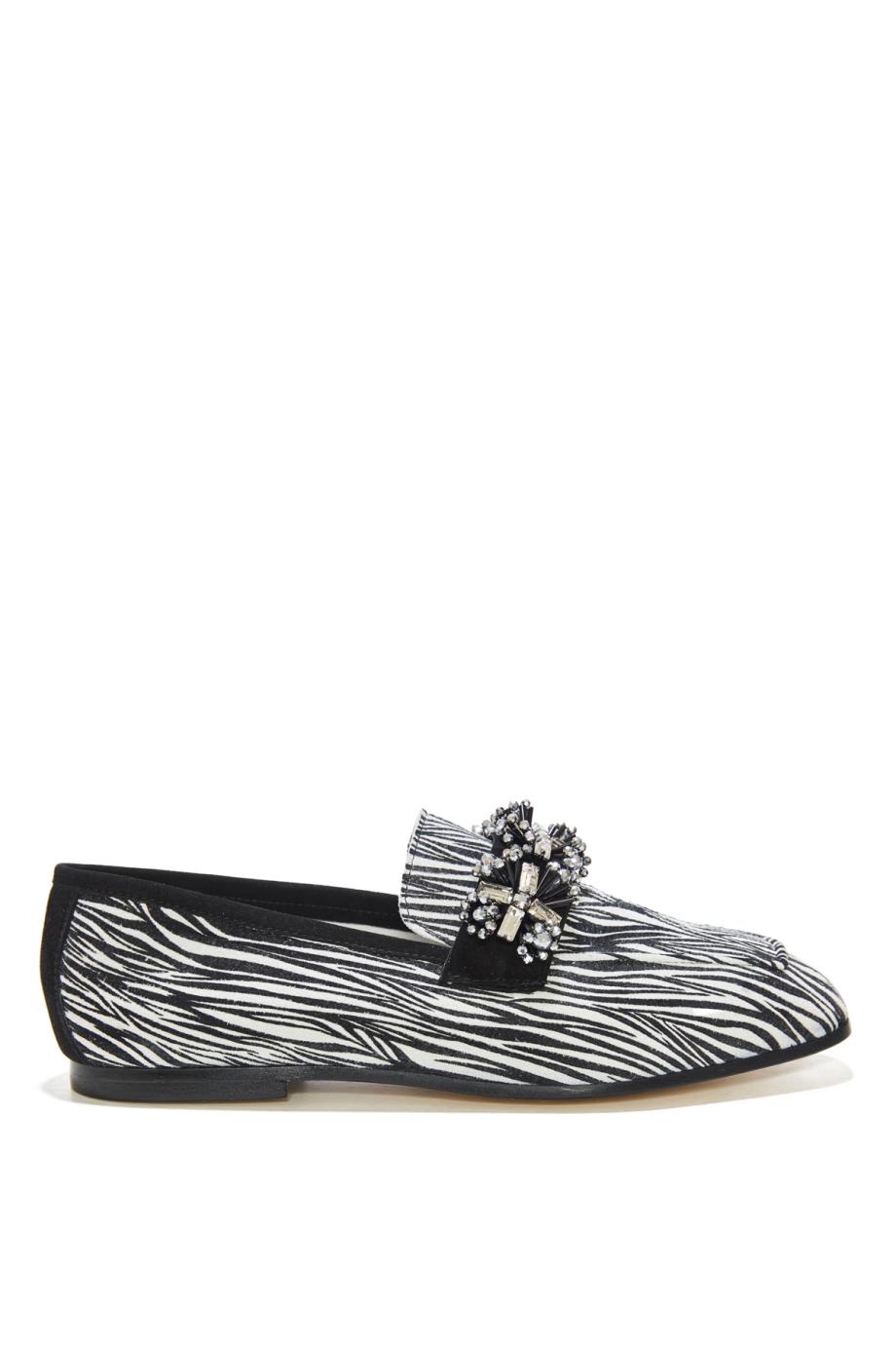 Donna embellished printed suede loafers 