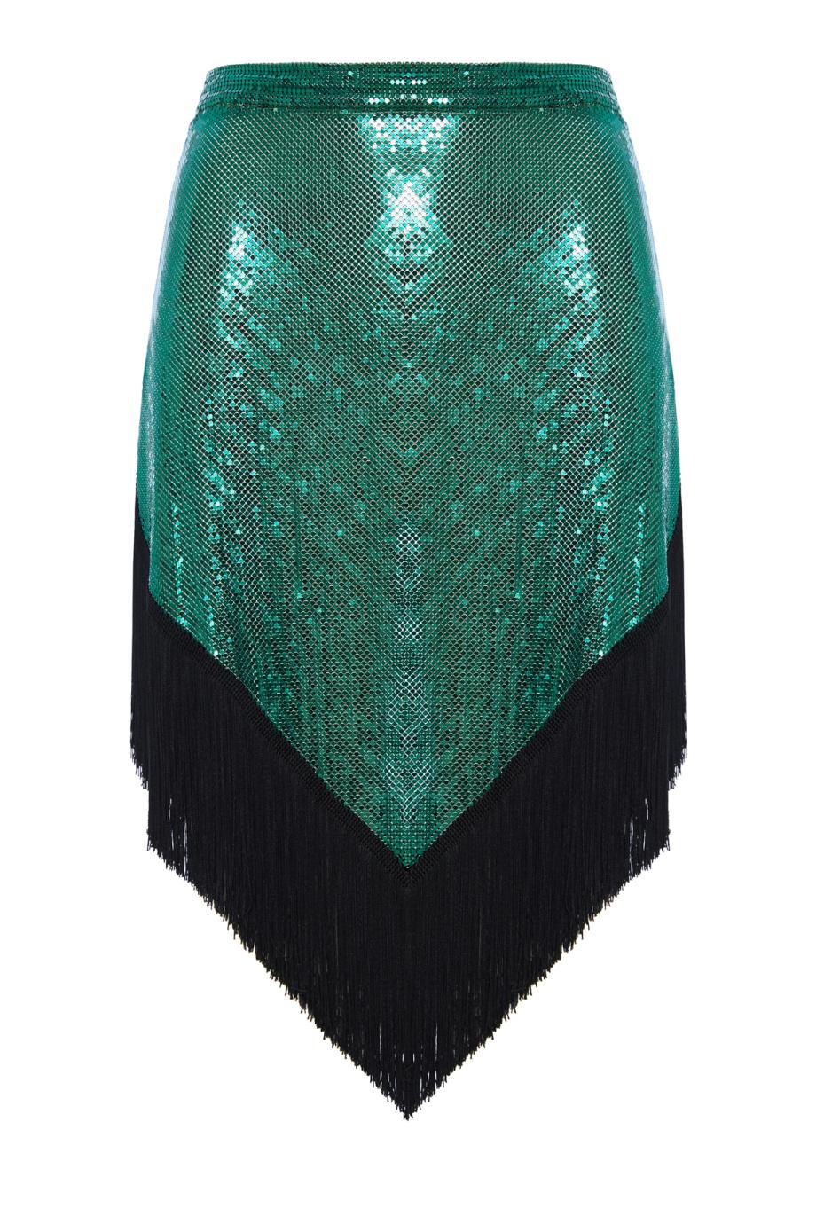 Fringed chainmail asymmetric skirt 