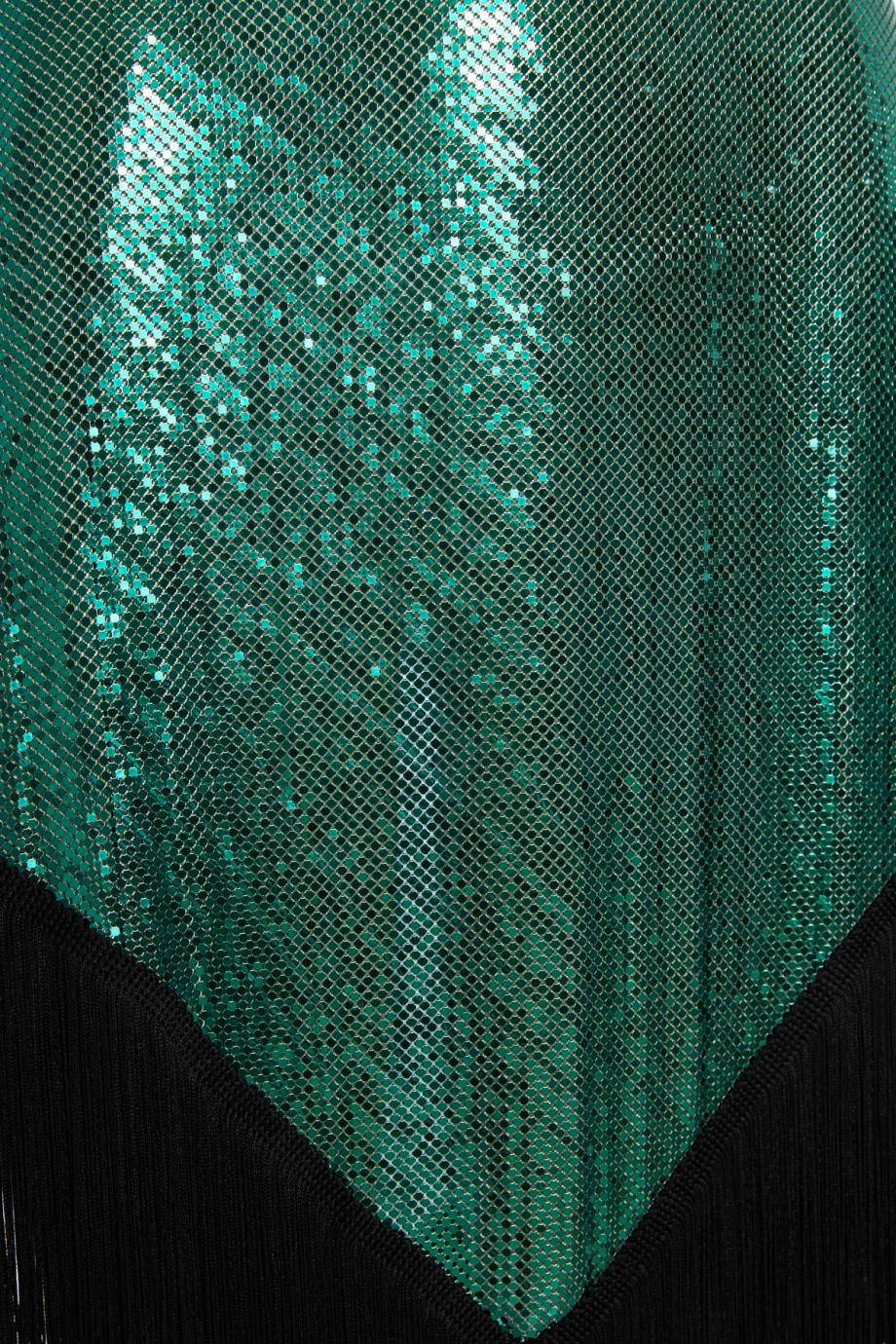 Fringed chainmail asymmetric skirt 