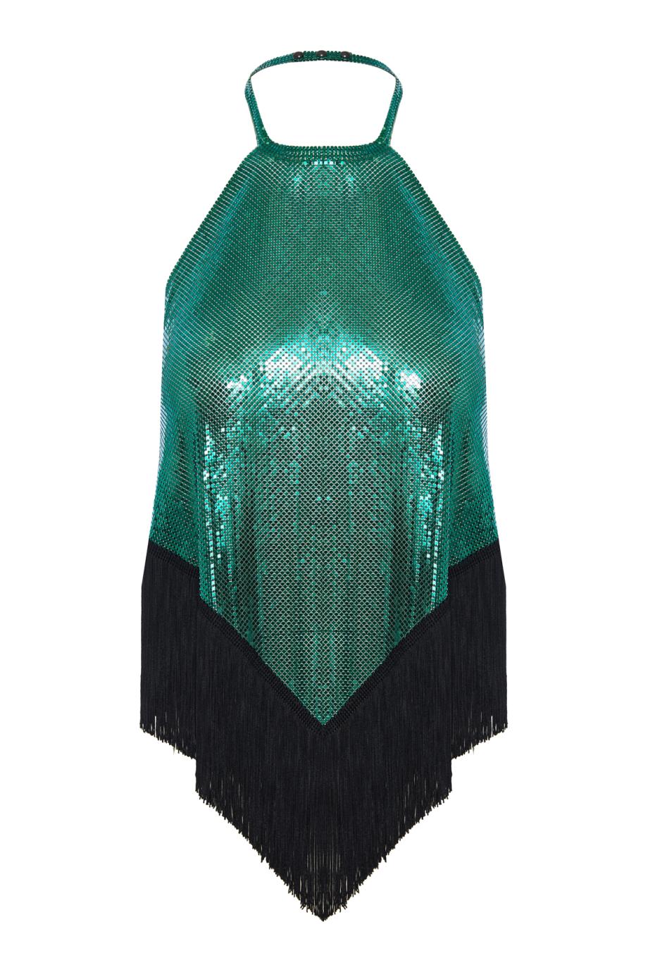 Fringed chainmail halterneck top