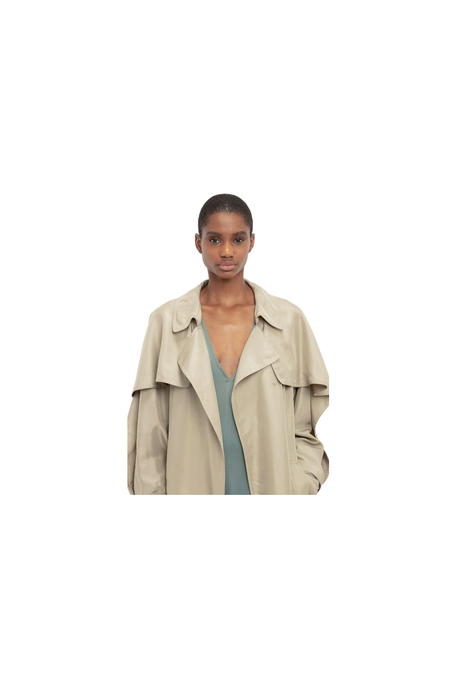 Pleated Back Fluid Trench Coat 