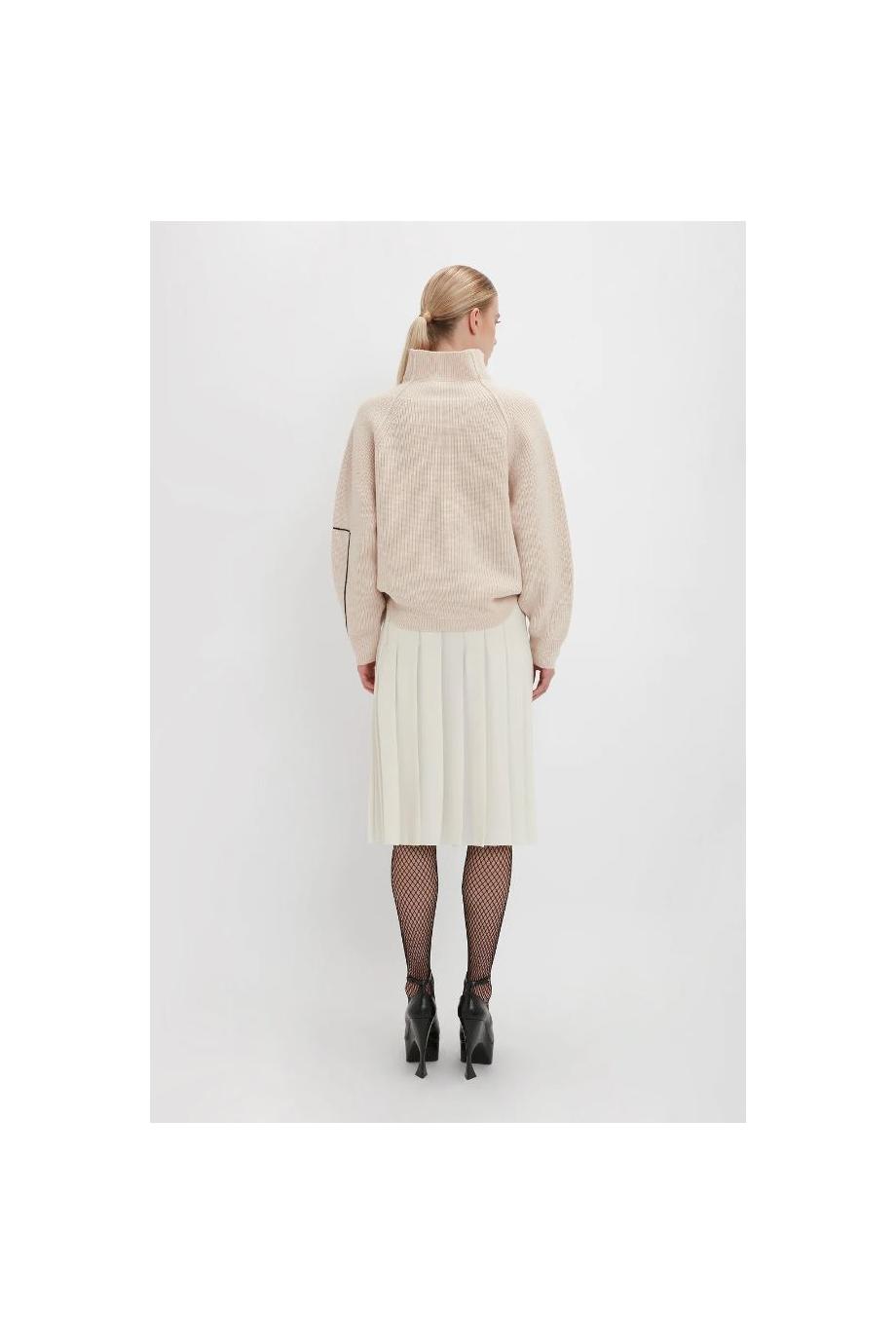 Pleated silk midi skirt 