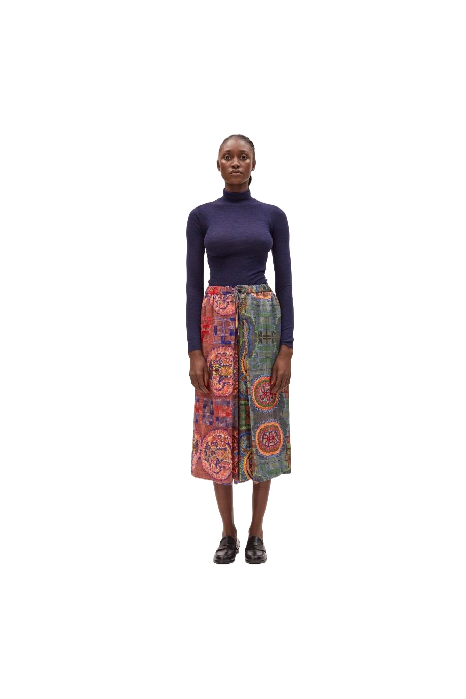 Embroidered wool and silk culottes