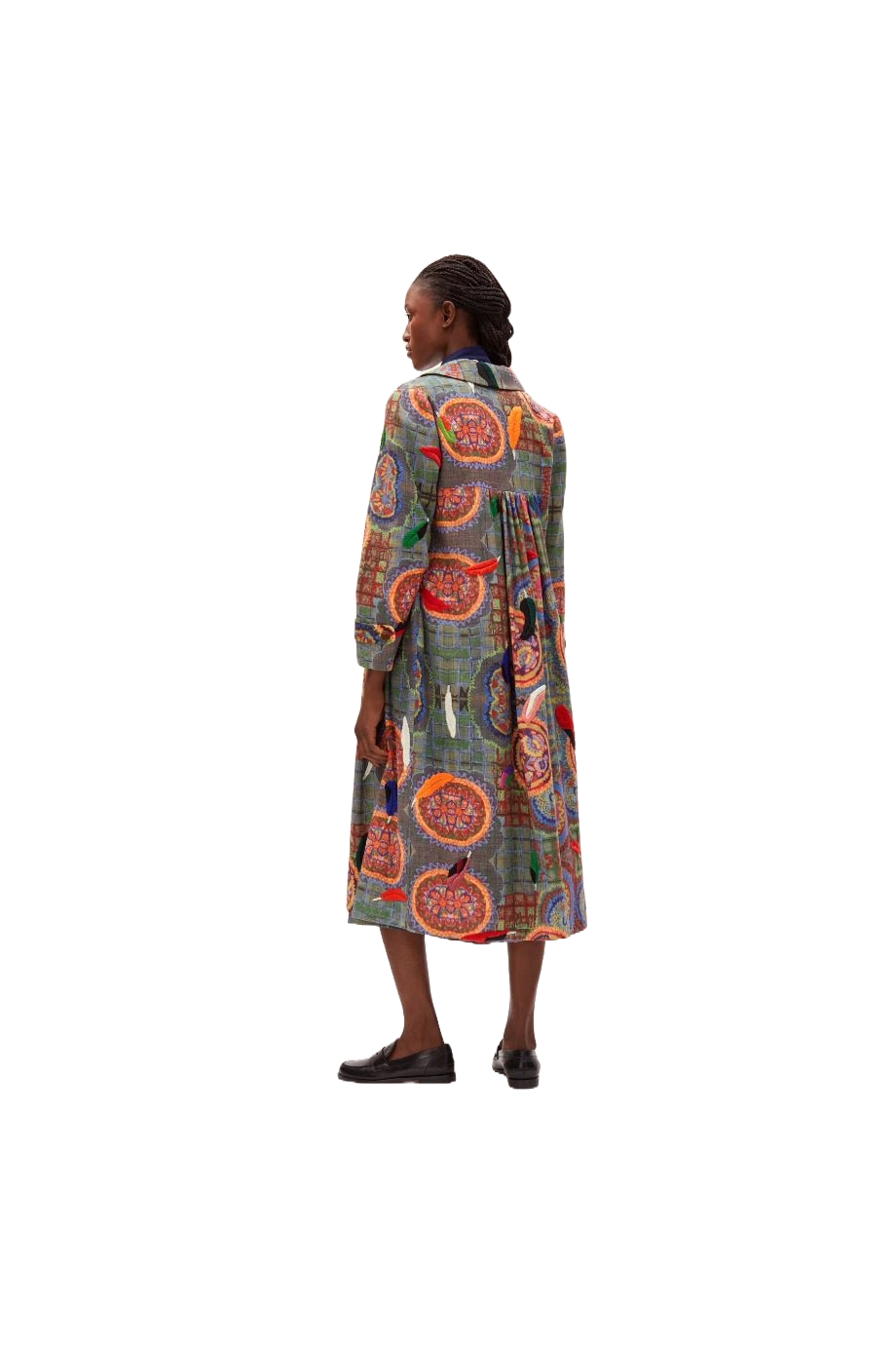 Embroidered wool and silk coat