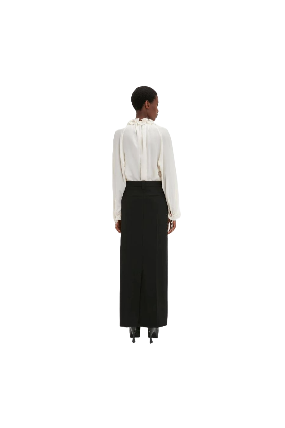 Wrap-front wool-garbardine maxi skirt