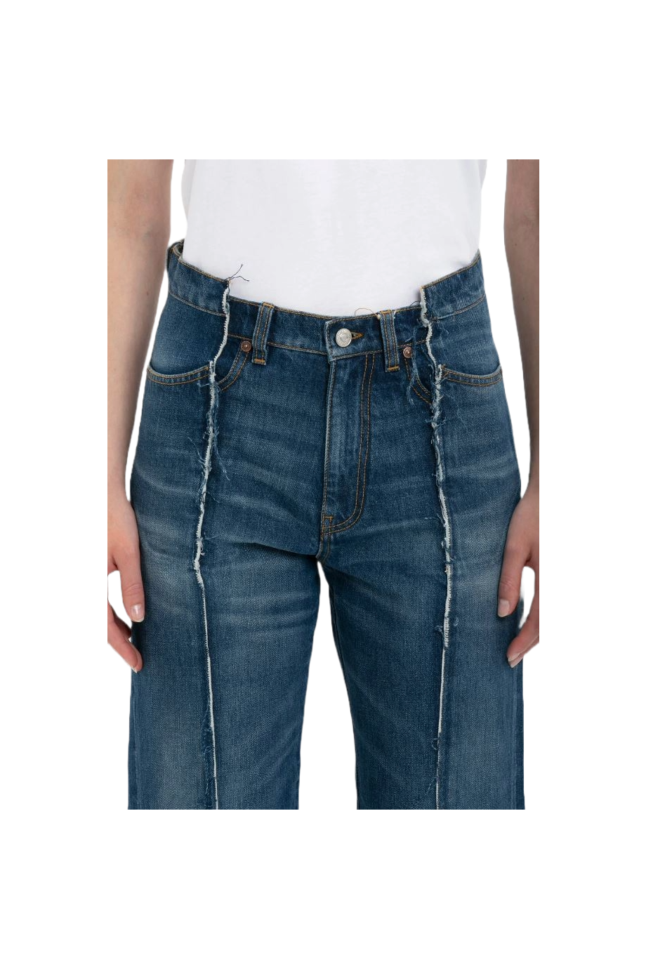 Deconstructed denim jeans 
