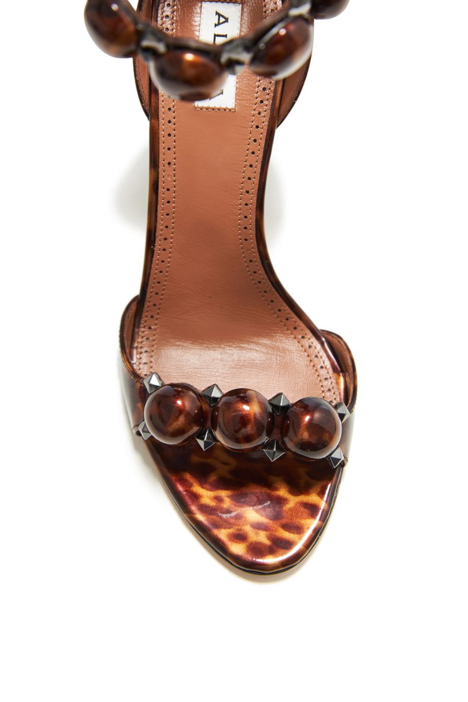La Bombe 90 tortoise-printed leather sandals 