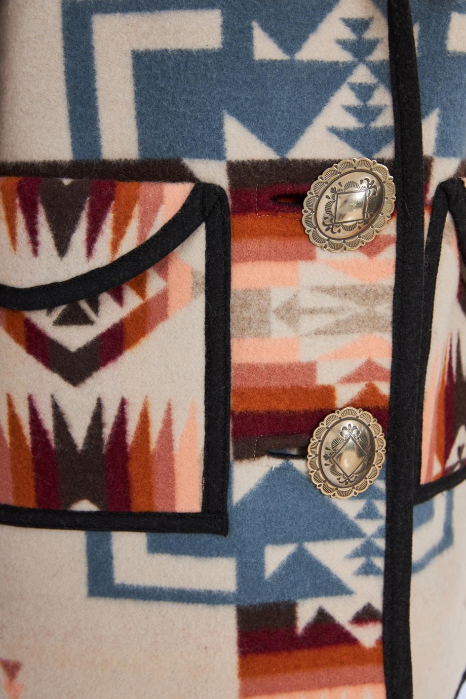 Fringed wool intarsia jacket