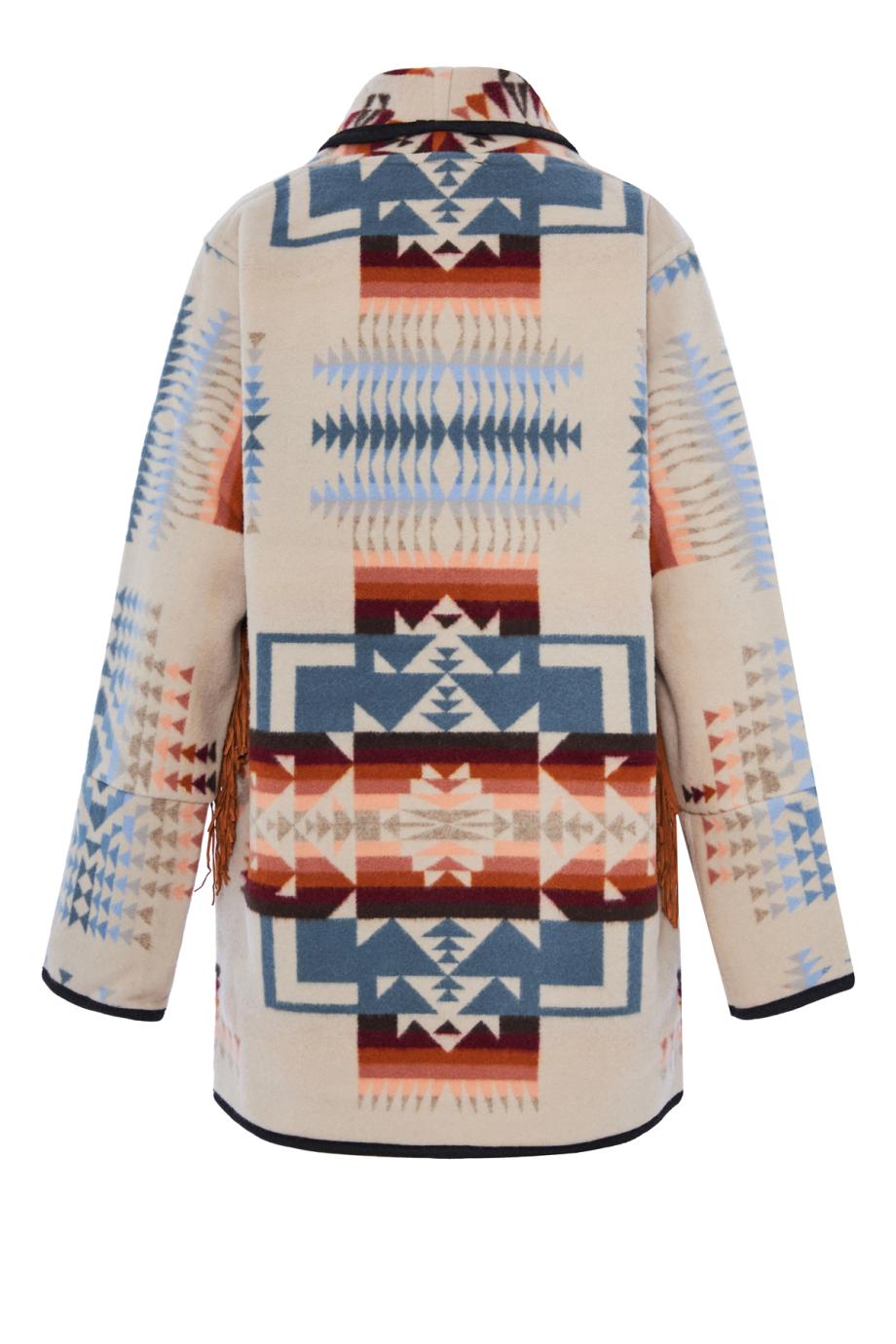 Fringed wool intarsia jacket