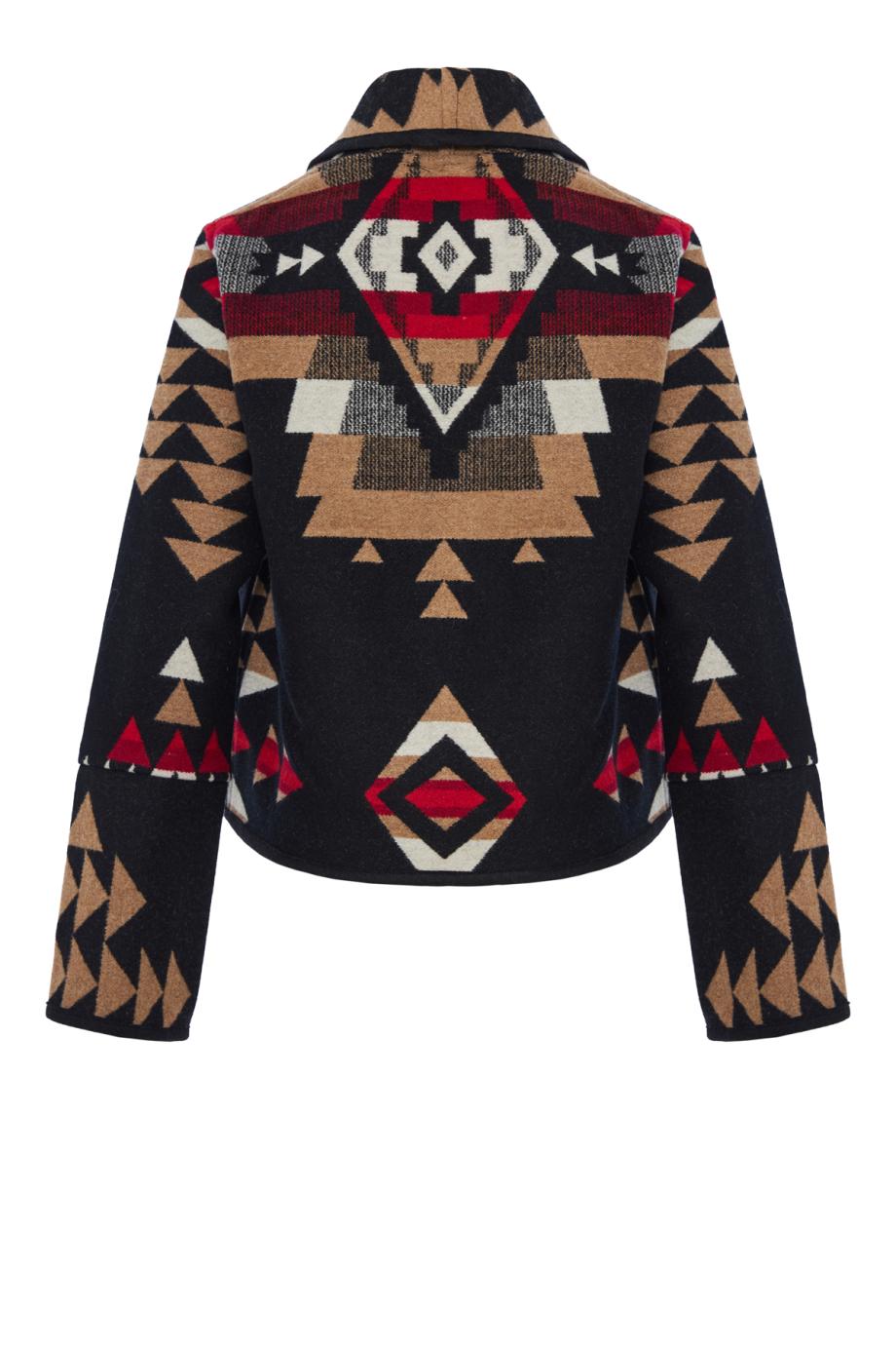 Fringed wool intarsia jacket