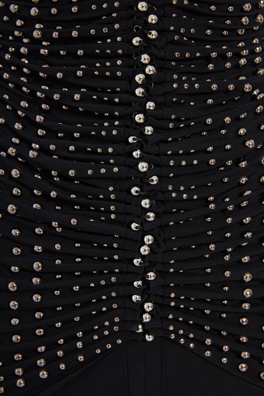 Embellished ruched jersey maxi dress