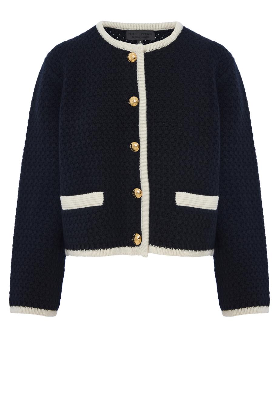 Embellished knitted wool jacket