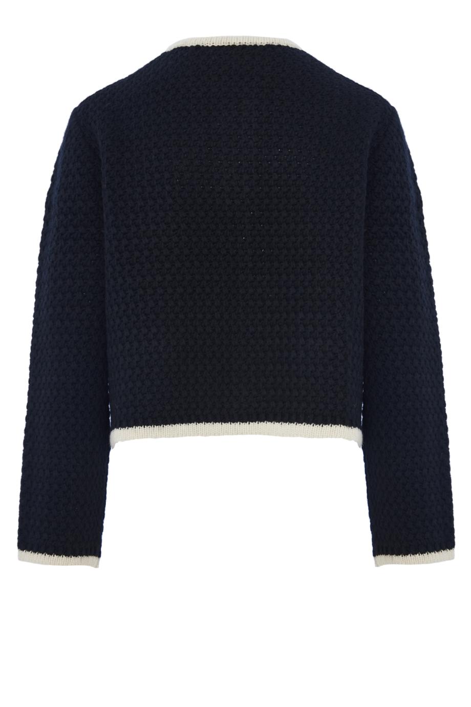 Embellished knitted wool jacket