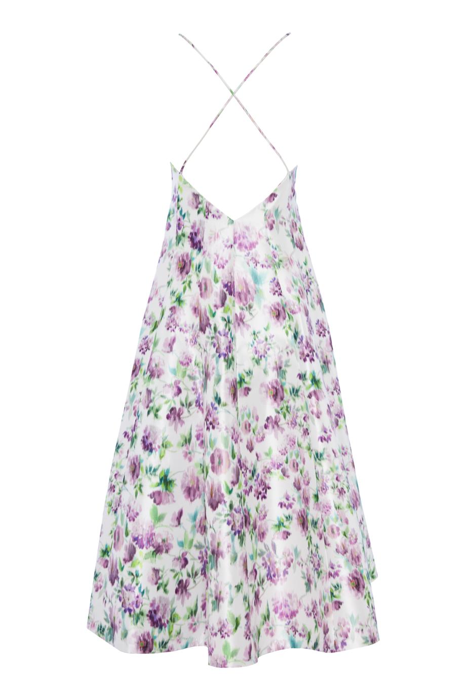 Duchesse-satin printed midi dress