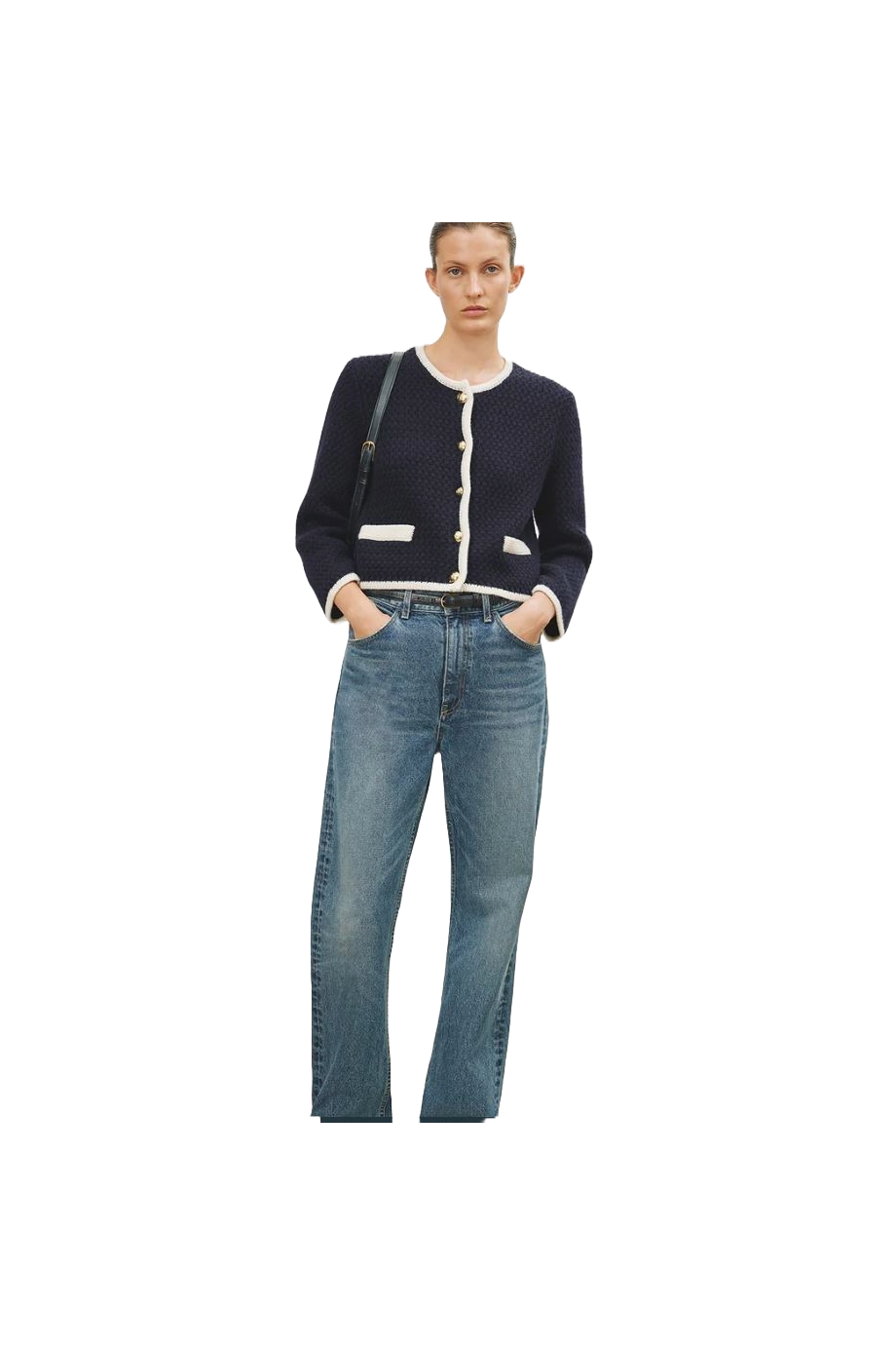 Embellished knitted wool jacket