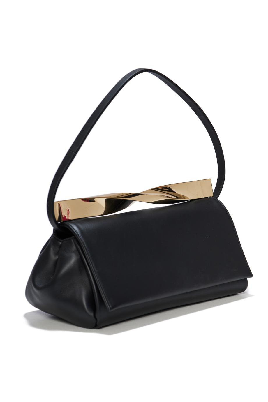 Twist leather clutch