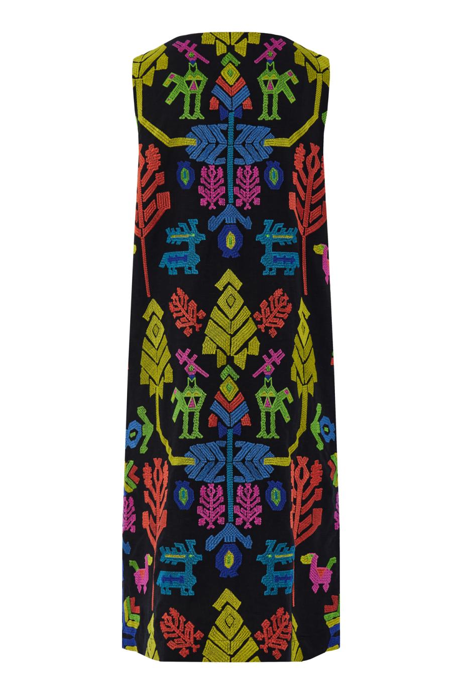 Kelimi embroidered cotton and linen midi dress
