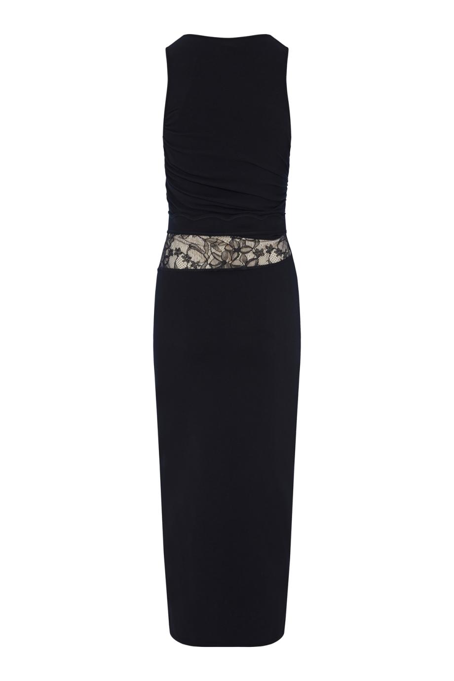 Lace-paneled jersey midi dress