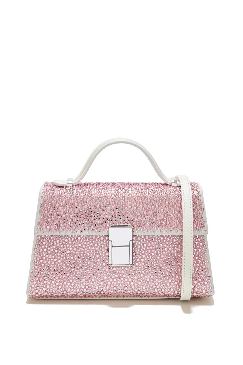 Stella micro crystal-embellished leather top handle bag