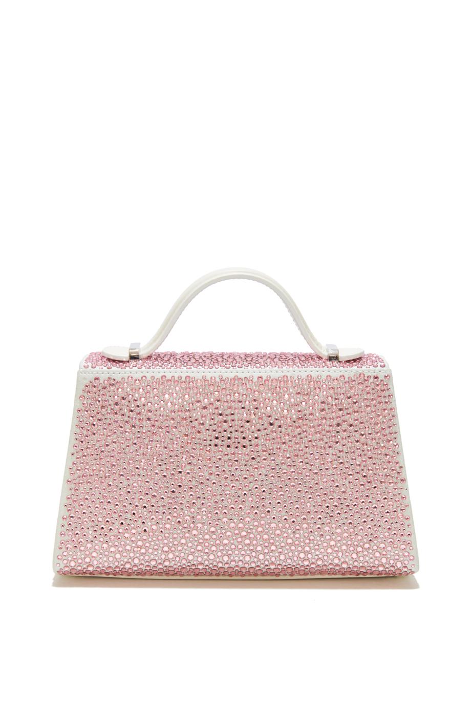 Stella micro crystal-embellished leather top handle bag