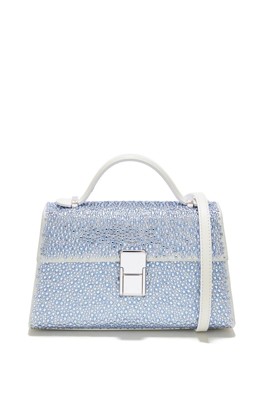 Stella micro crystal-embellished leather top handle bag