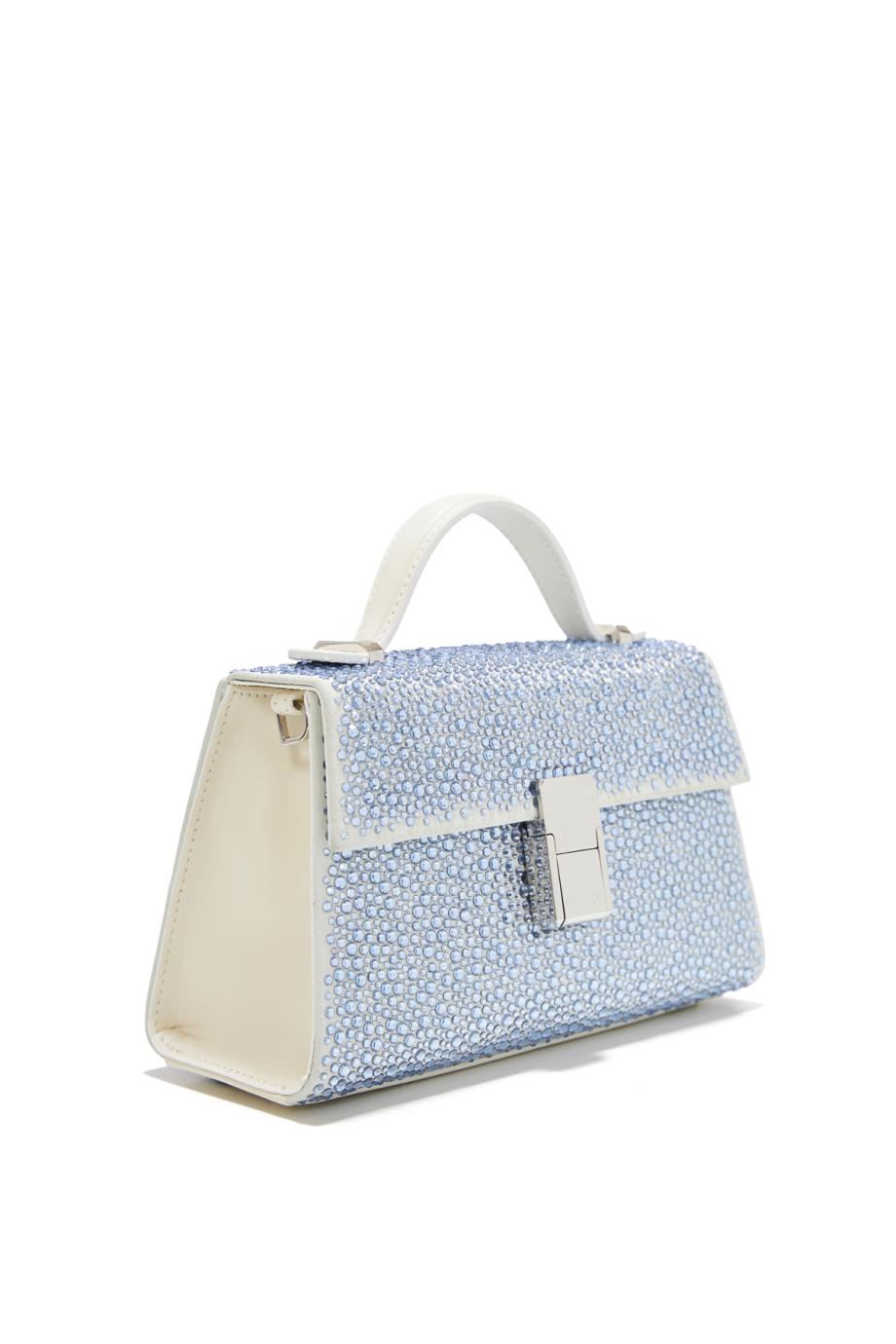 Stella micro crystal-embellished leather top handle bag