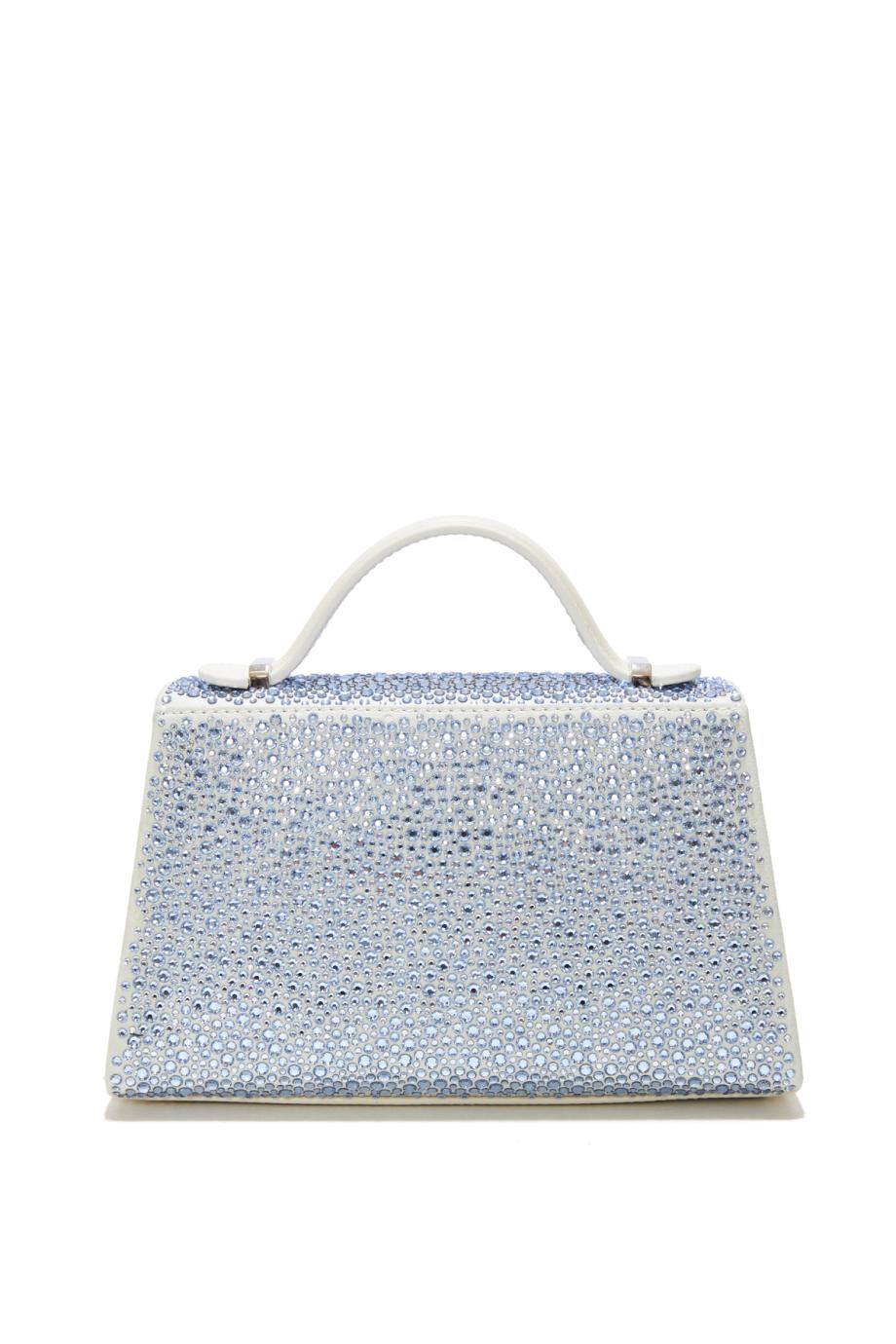 Stella micro crystal-embellished leather top handle bag