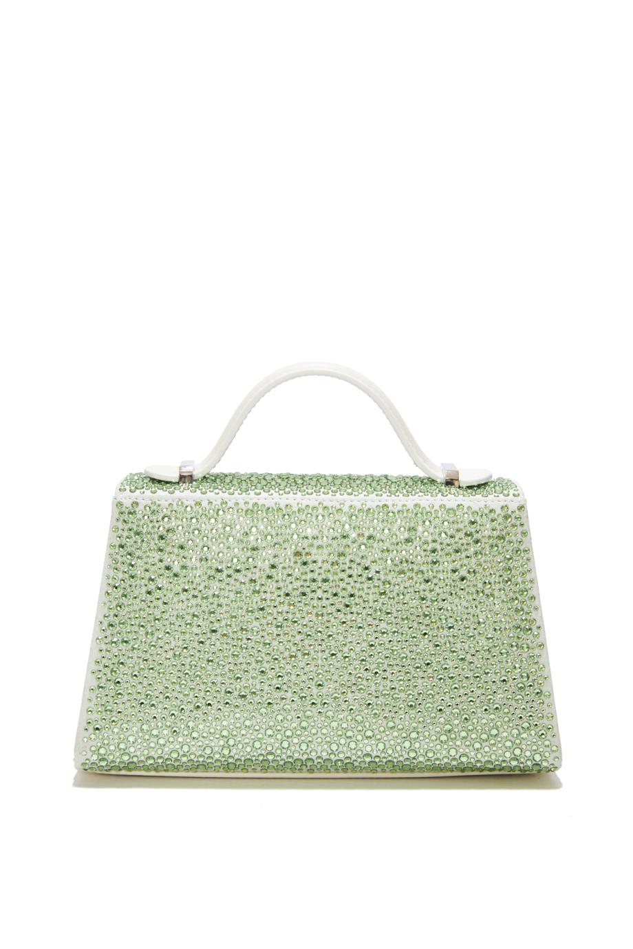 Stella micro crystal-embellished leather top handle bag