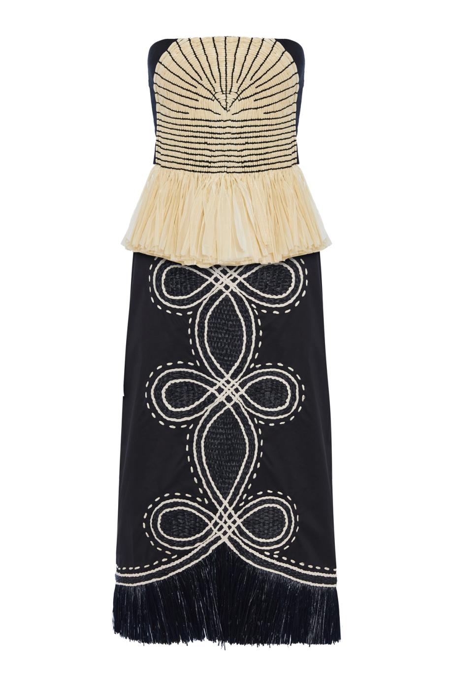 Exploring Textures raffia and linen strapless