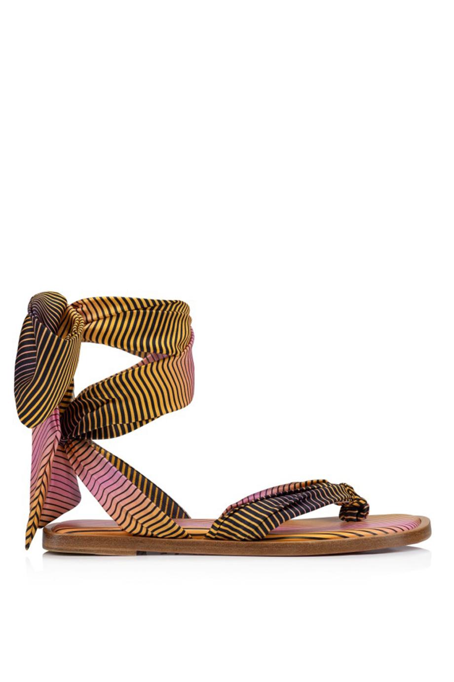Nilo Du Desert satin and leather sandals