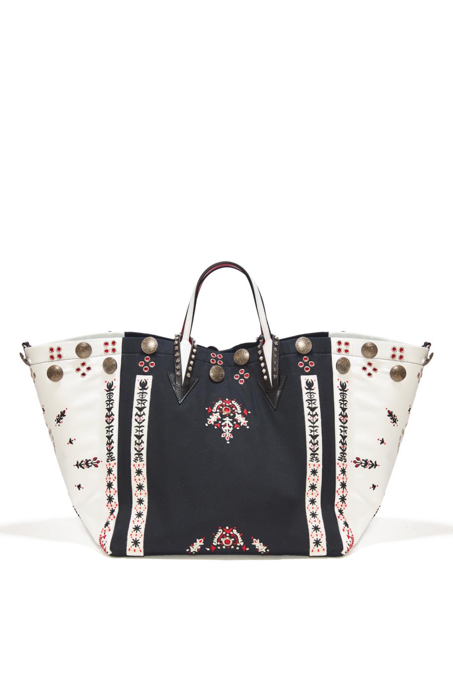Breizcaba embellished felt and leather-trimmed canvas tote