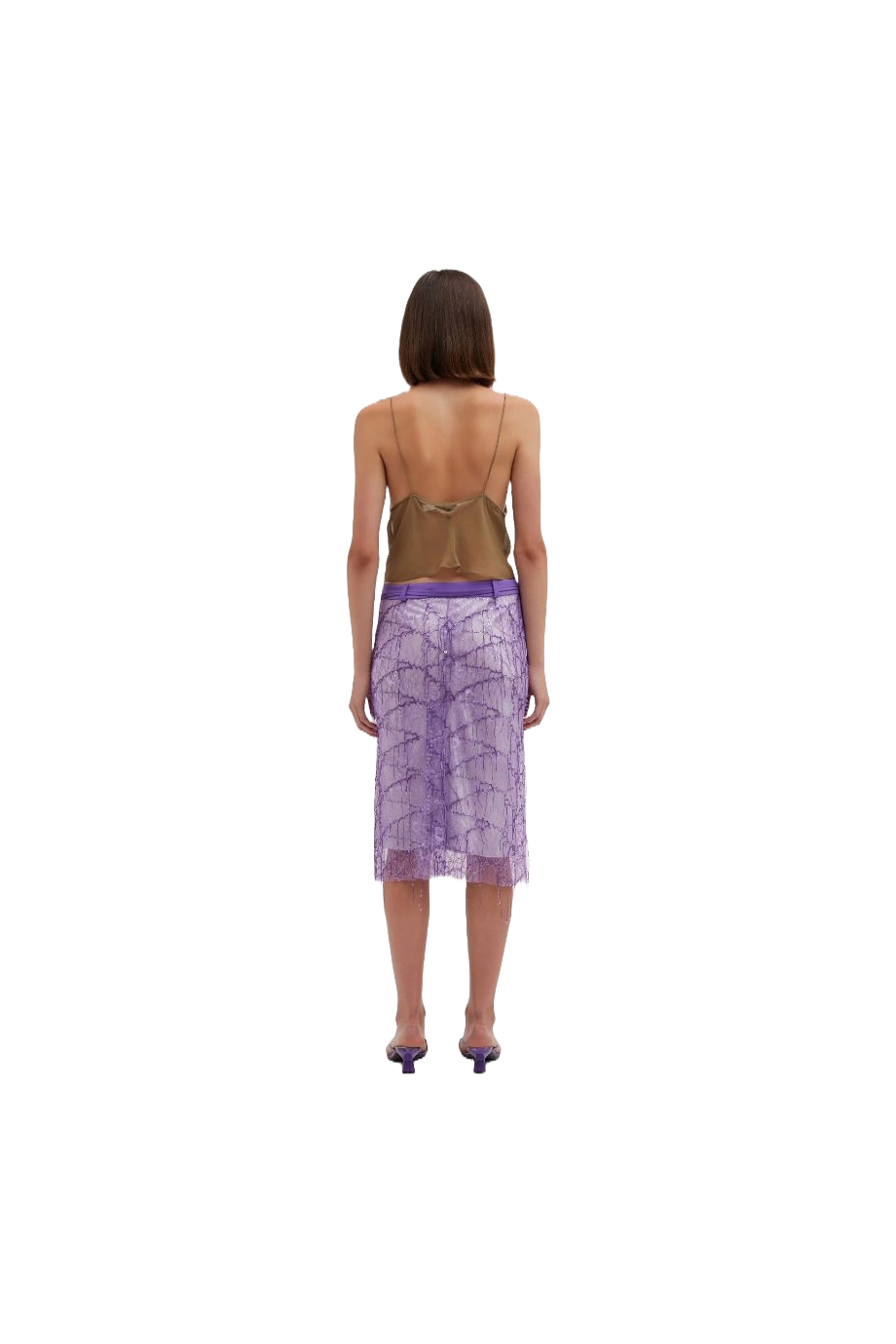 Ivy embellished lace midi skirt