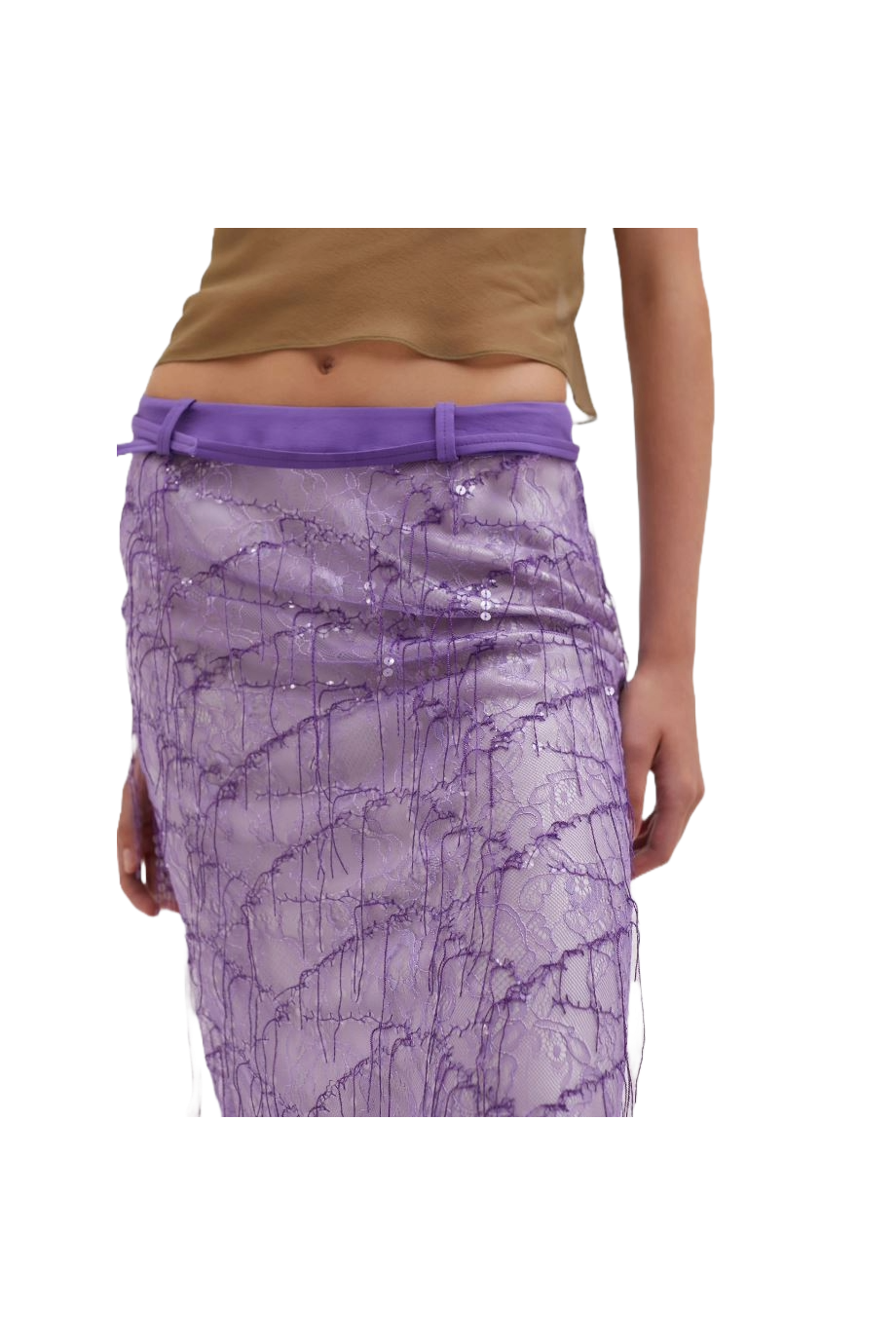 Ivy embellished lace midi skirt