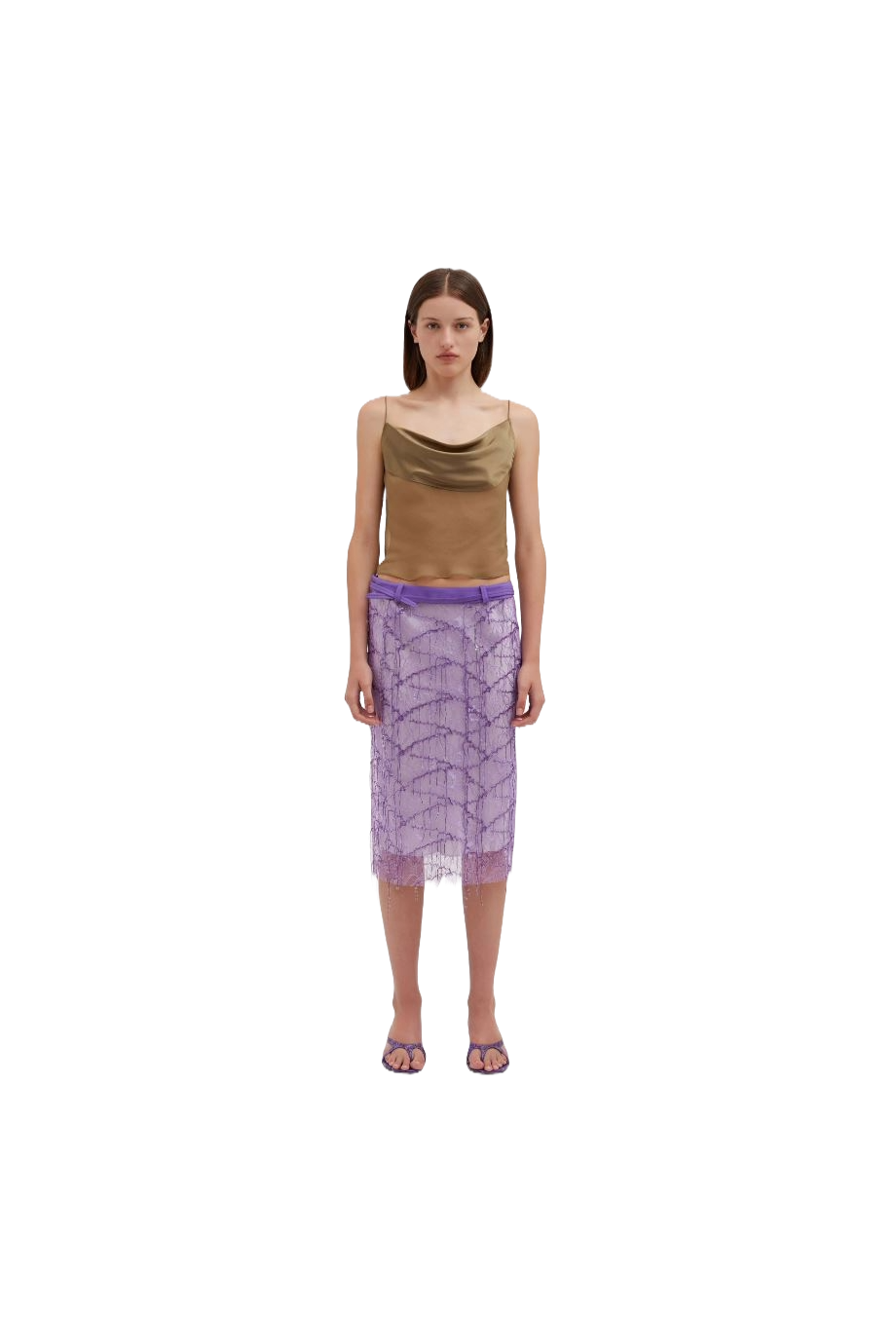 Ivy embellished lace midi skirt