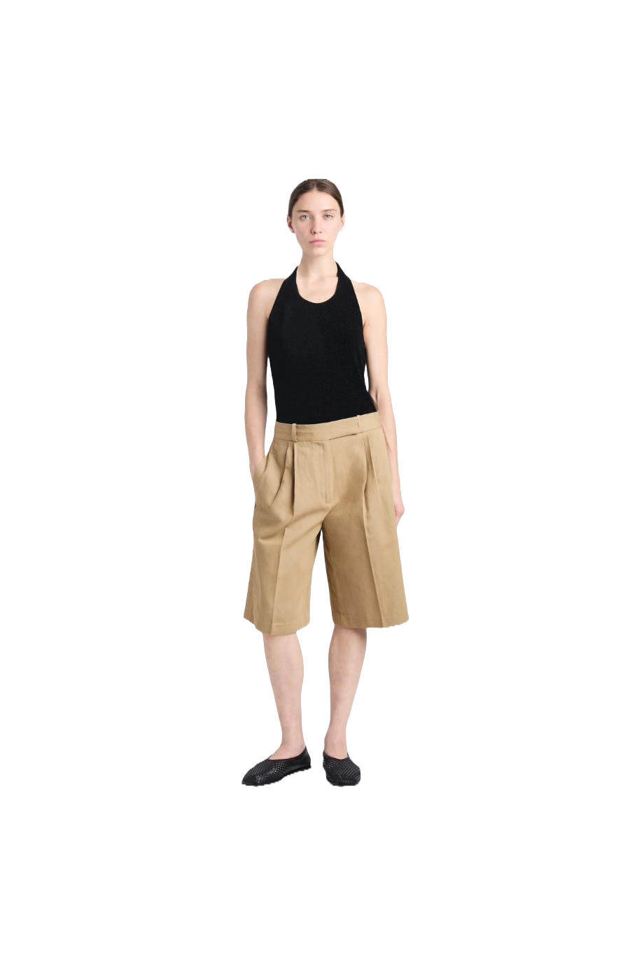 Jenny cotton and linen-twill shorts