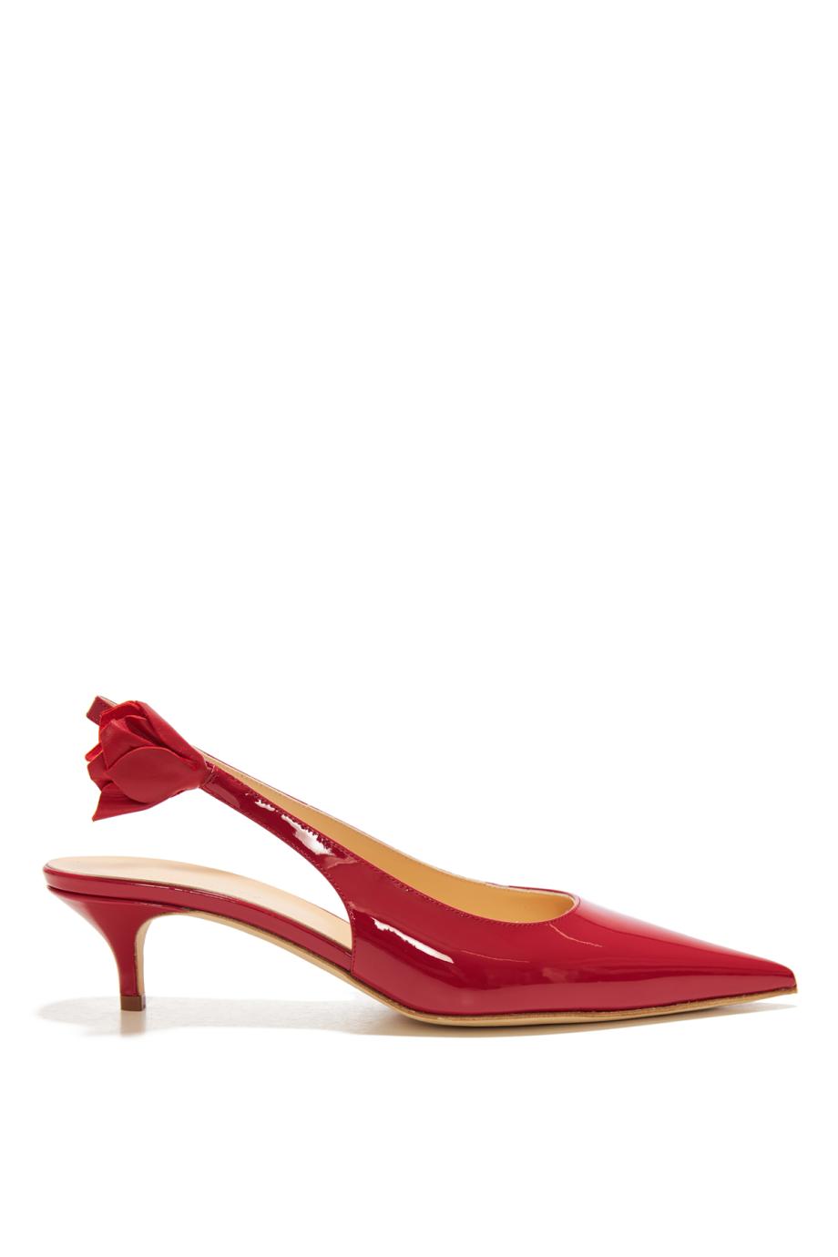 Rose patent-leather slingback pumps