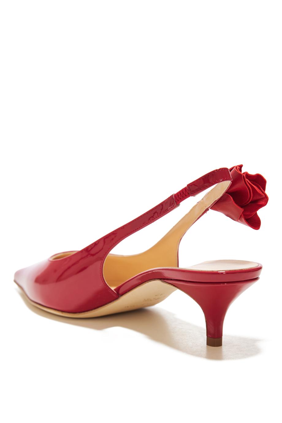 Rose patent-leather slingback pumps