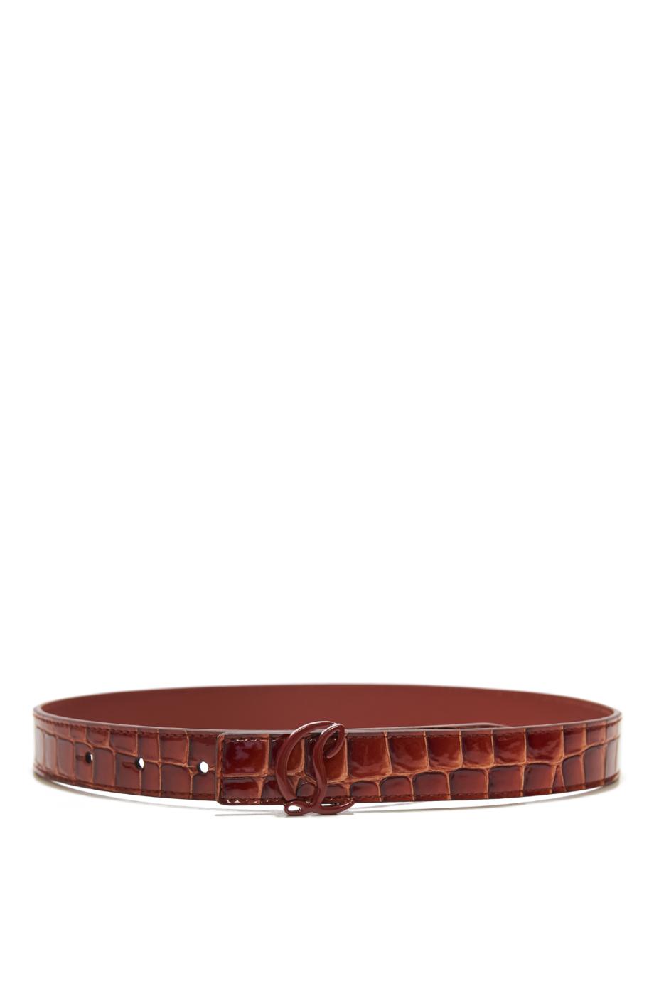 CL 25 embellished patent croc-leather belt