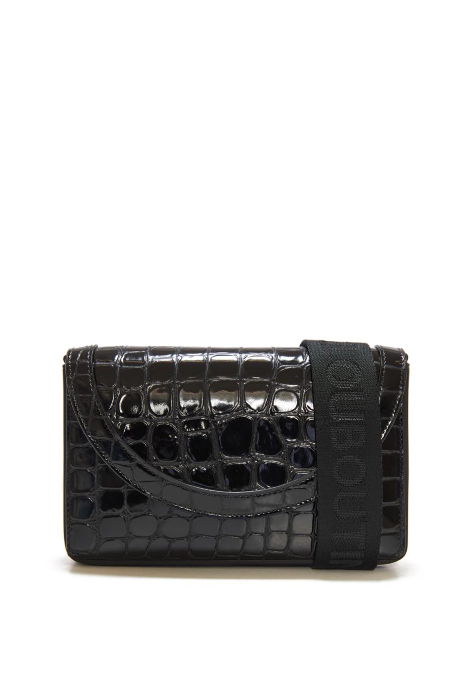 Explorafunk embossed patent croc-leather bag