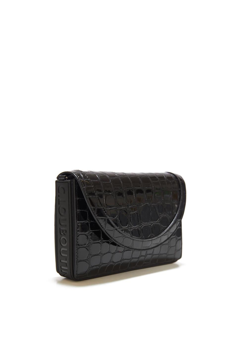 Explorafunk embossed patent croc-leather bag