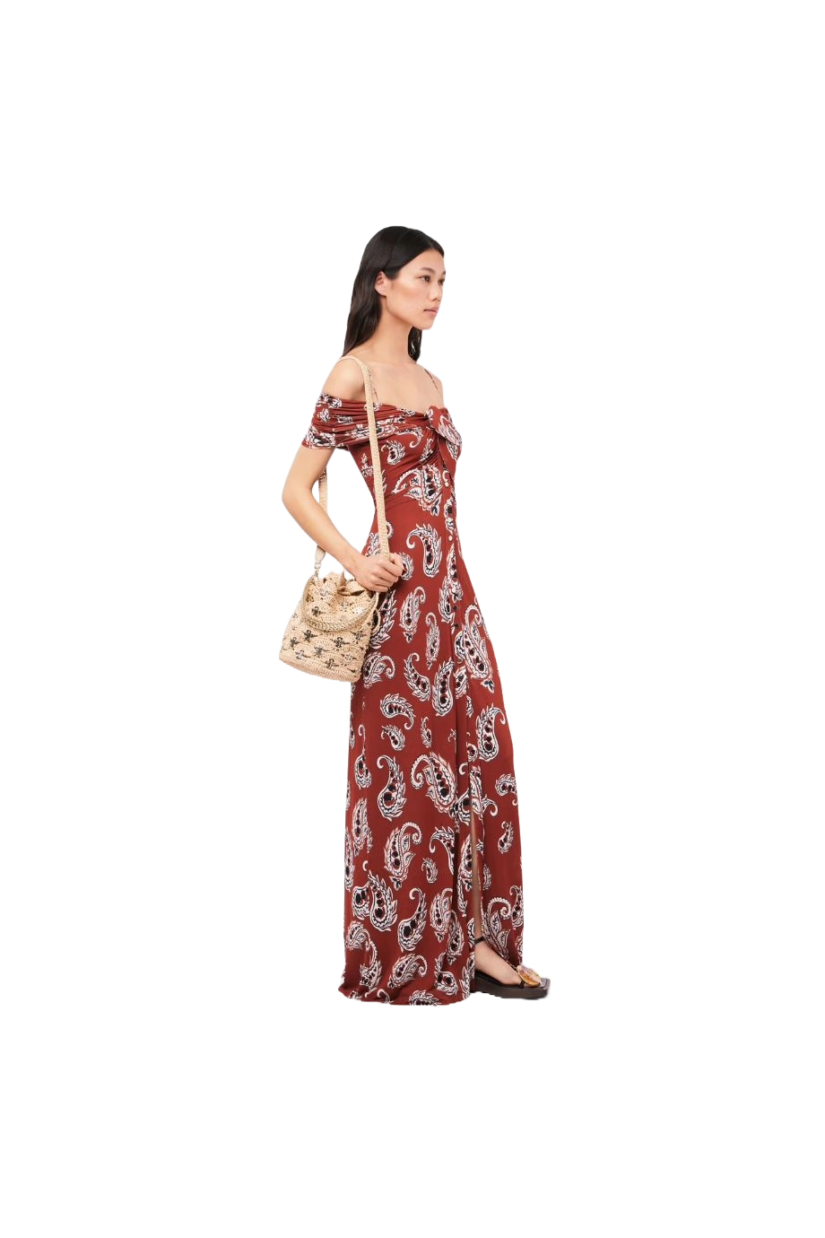 Ruffled printed jersey midi dress