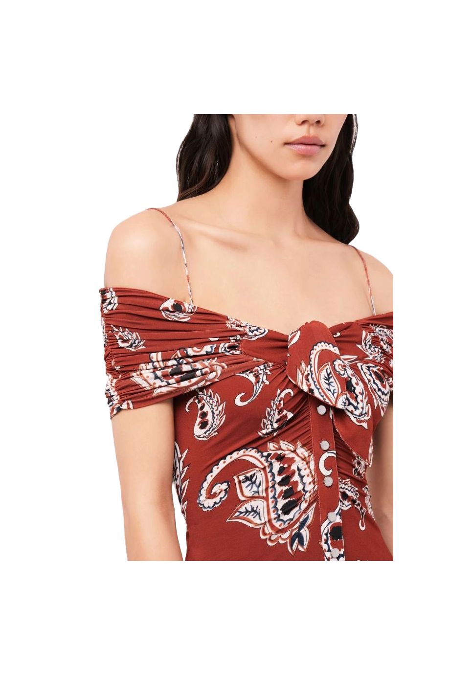 Ruffled printed jersey midi dress