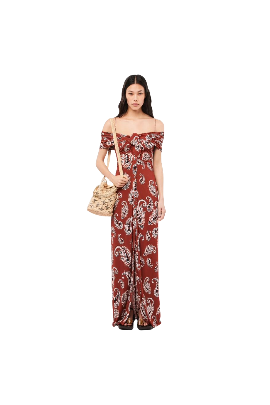 Ruffled printed jersey midi dress