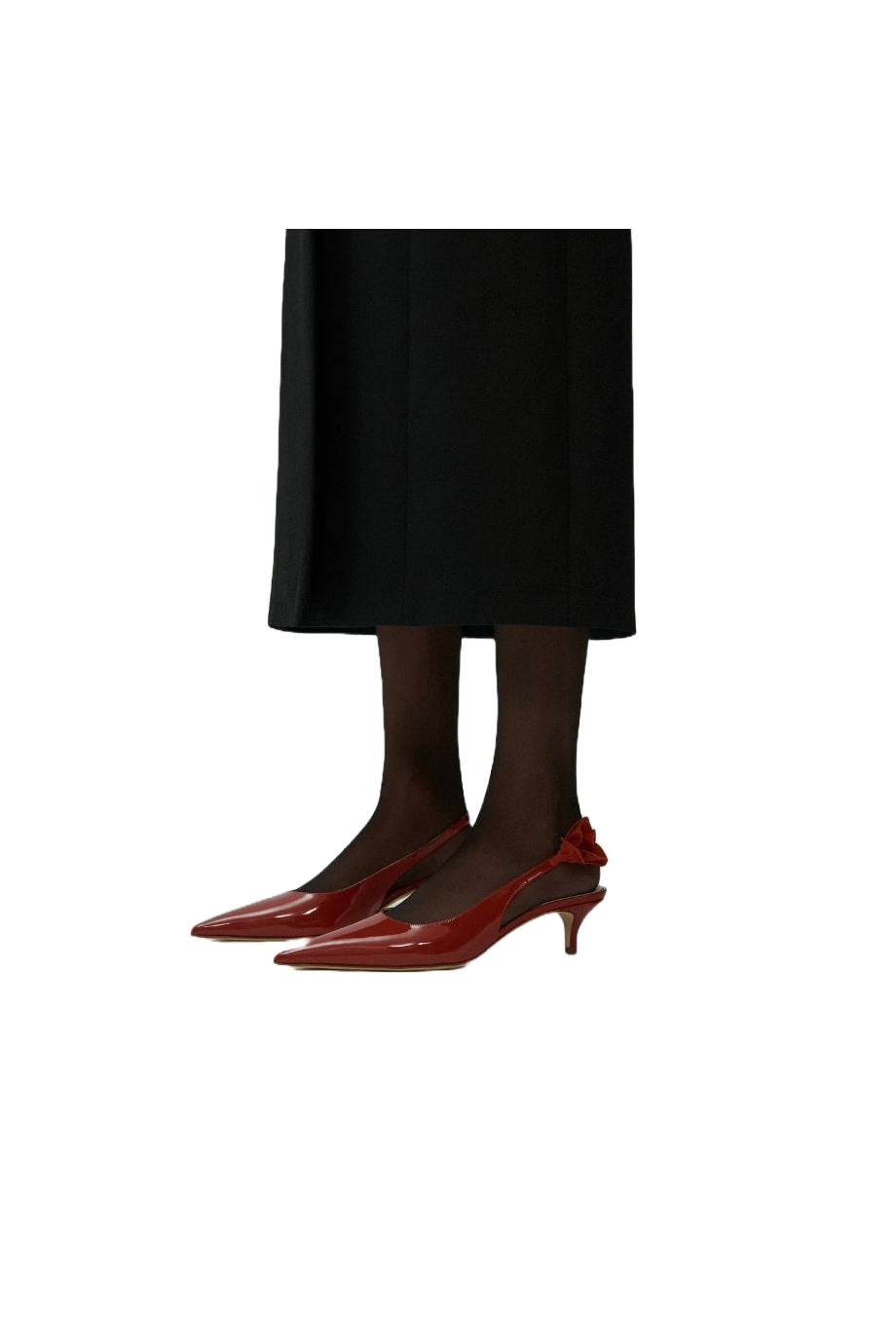Rose patent-leather slingback pumps
