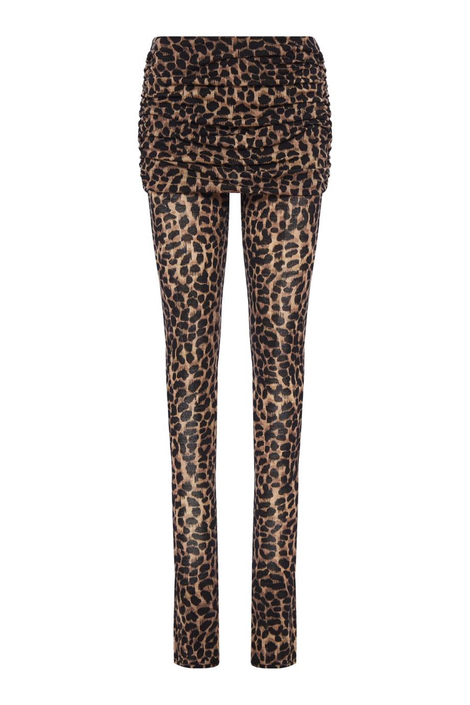 Ruched printed wool pants 